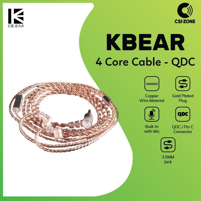 Kbear 4 Core Copper Cable With Mic - Qdc (Pin C) Termurah