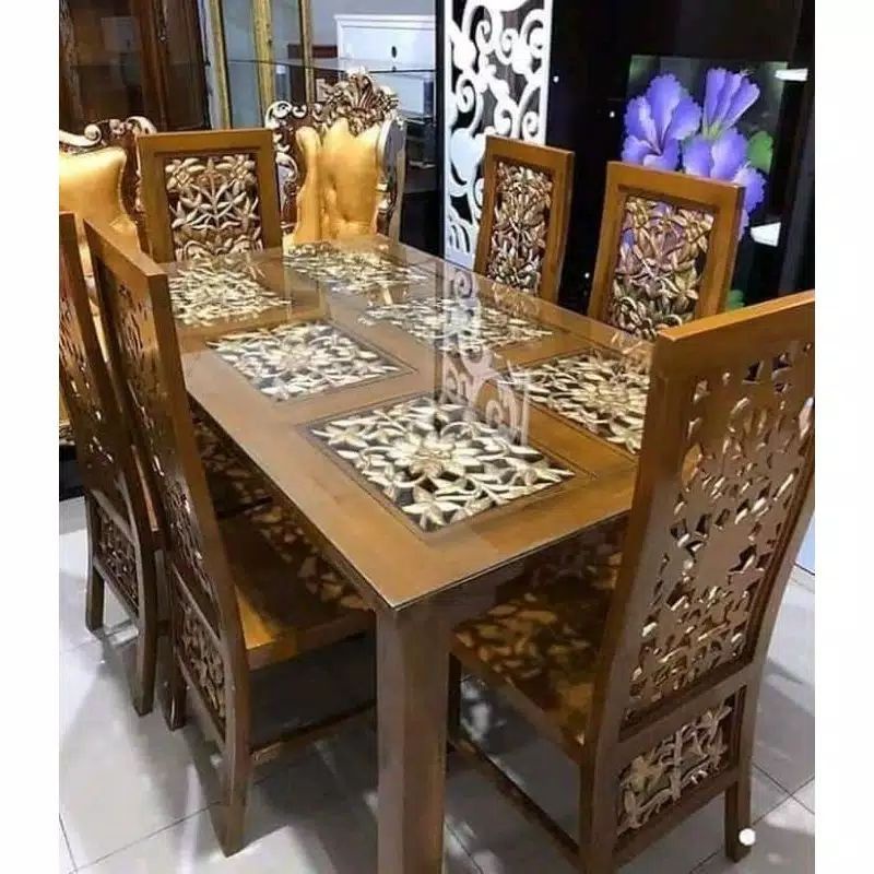 meja makan kalpataru kayu jati/meja makan jati jepara