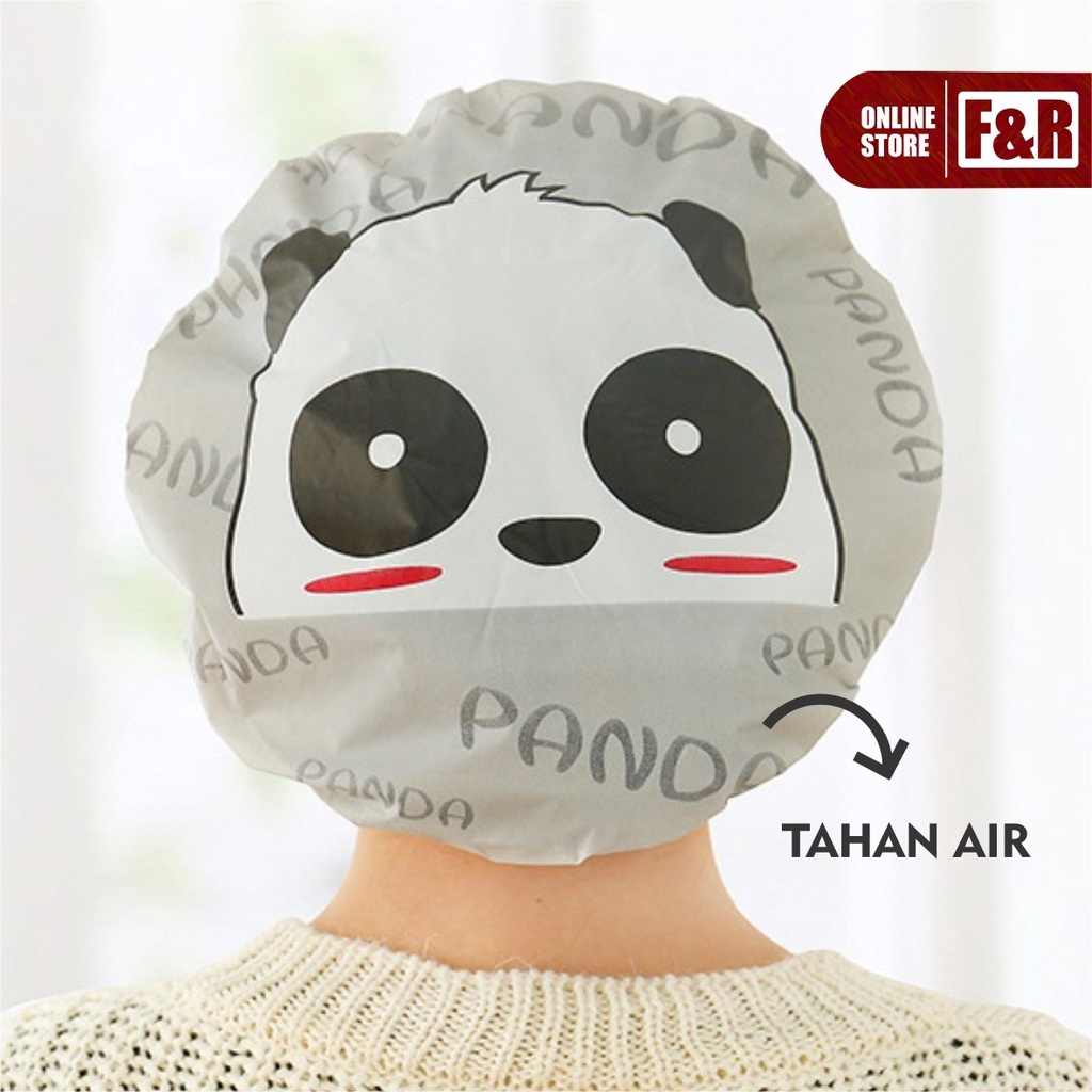 Shower Cap Topi Penutup Rambut Kepala Mandi Karakter Motif Dewasa Anak Anti Air Waterproof Bath