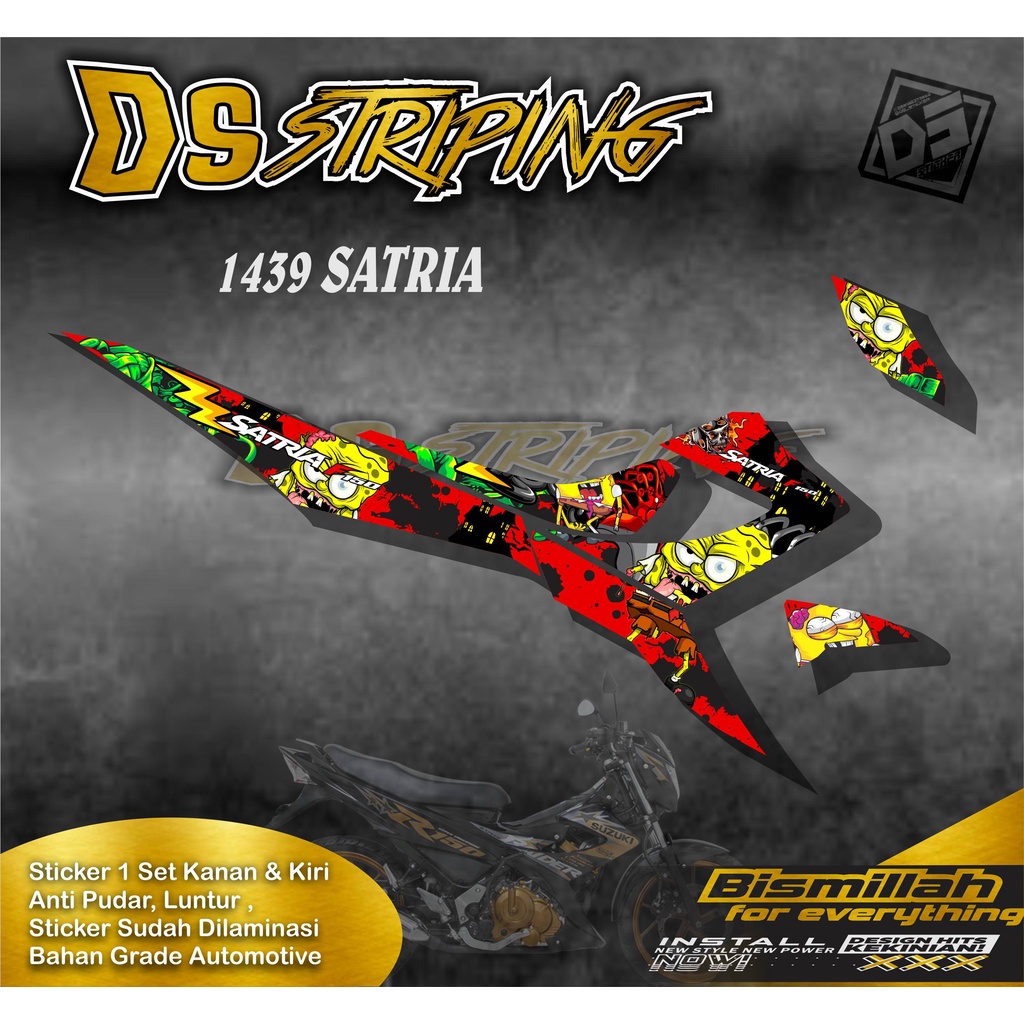 1439 Sticker Striping Motor SATRIA FU 150  Variasi Zombie Spongebob