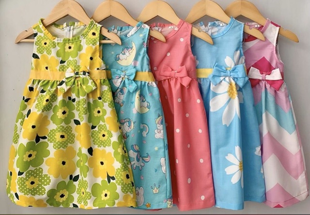 Dress sabrina anak perempuan bahan katun catra atau cvc dress smile