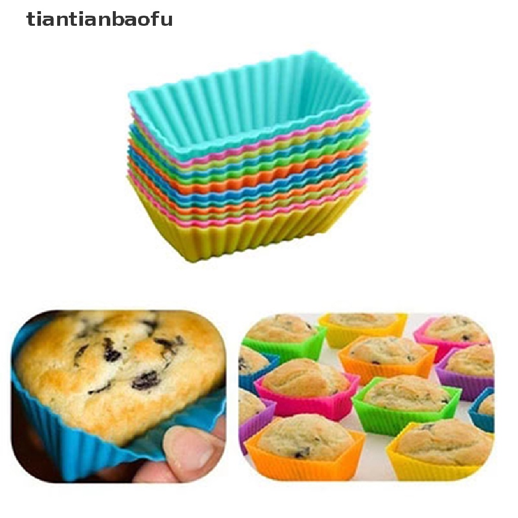 12 Pcs Cetakan Cupcake Muffin Bahan Silikon Dapat Digunakan Kembali