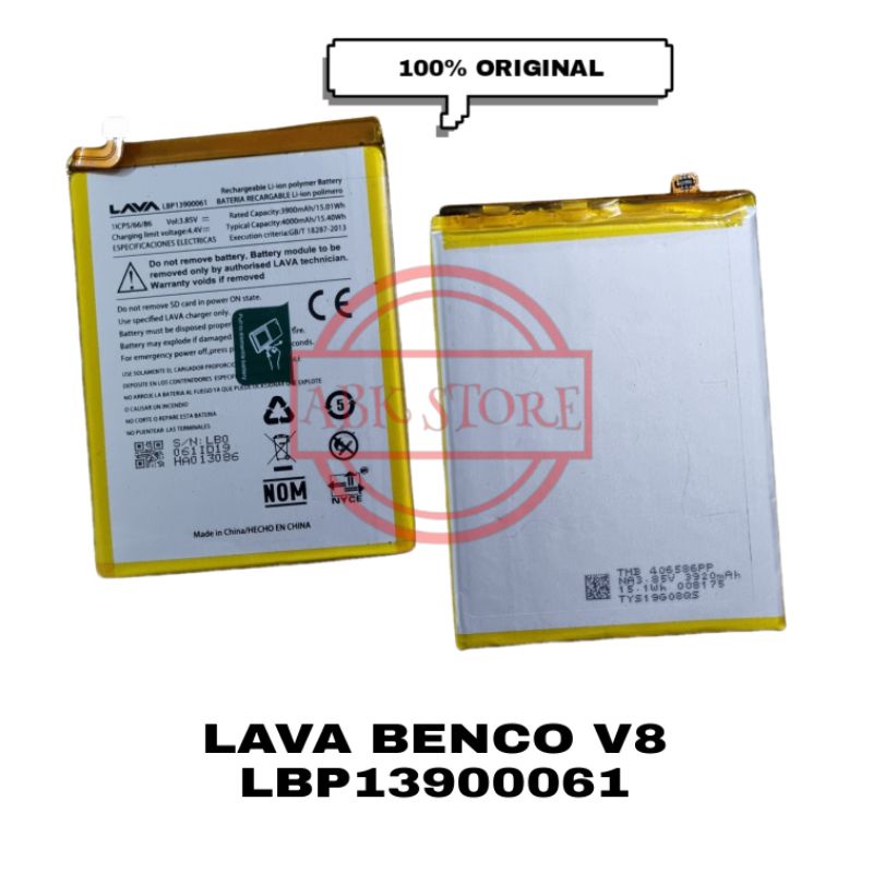 BATRE BATERAI BATTERY LAVA BENCO V8 LBP13900061 ORIGINAL 100%