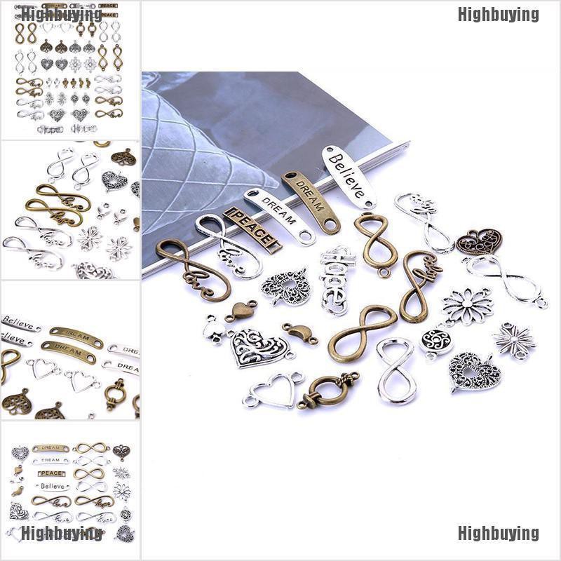 Hbid 50Pcs / Lot Konektor Charm Bahan Alloy Antik untuk Perhiasan DIY