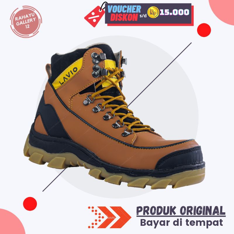 Lavio Wood Sepatu Safety Boots Original Terlaris Ujung Besi