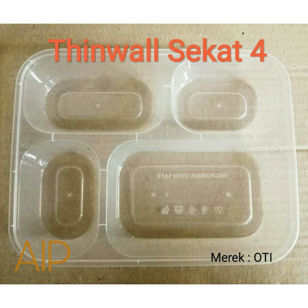 Terbaru Thinwall Sekat 4 Thinwall Bento Food Container Box Makan Plastik