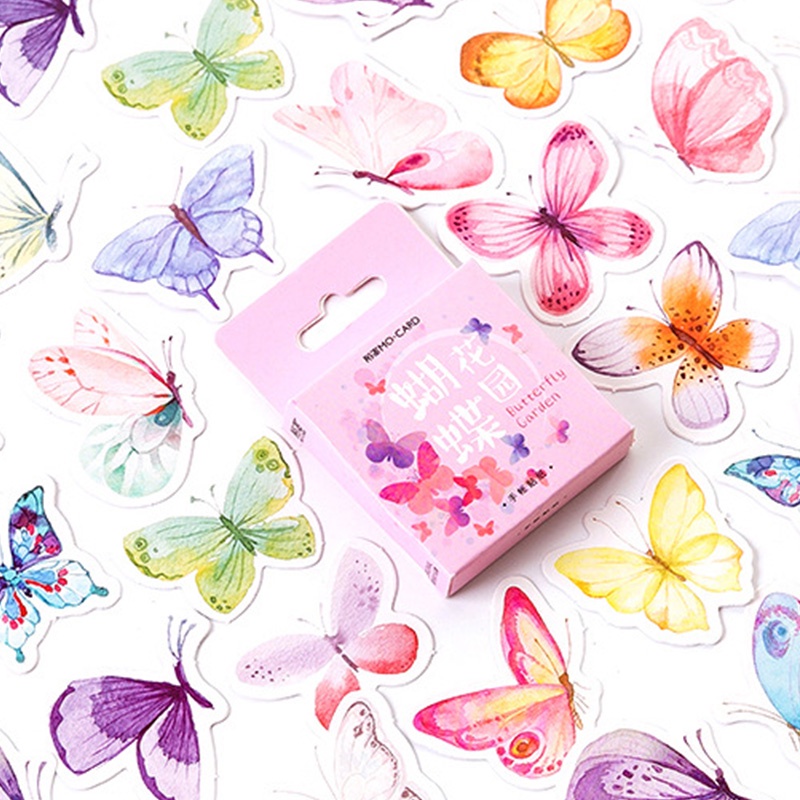 46pcs Stiker Desain Kartun Butterfly Untuk Dekorasi Diy