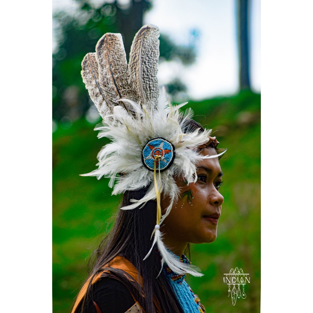 TOPI INDIAN-INDIAN HEADDRESS BANDO KALKUN PUTIH BLUR