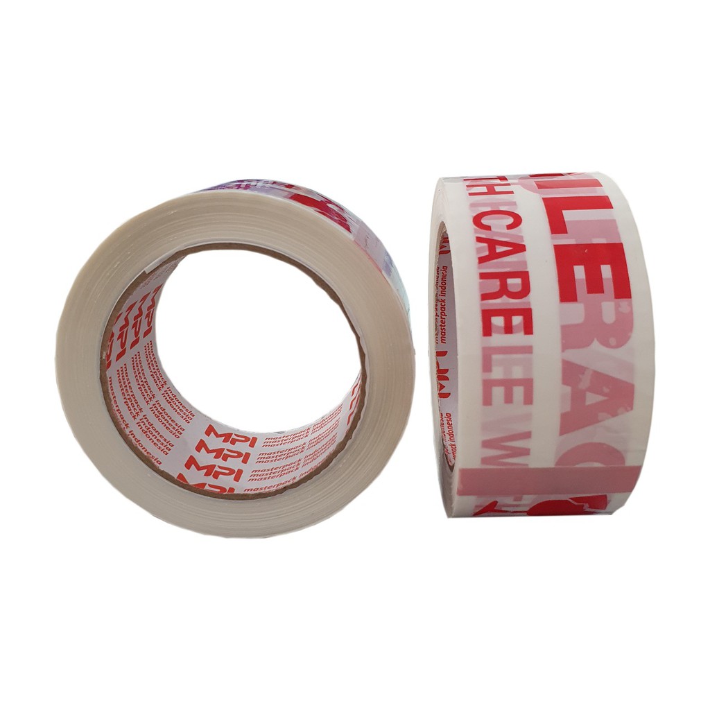 LAKBAN FRAGILE PUTIH HANDLE WITH CARE 100 METER MASTER PACK INDONESIA