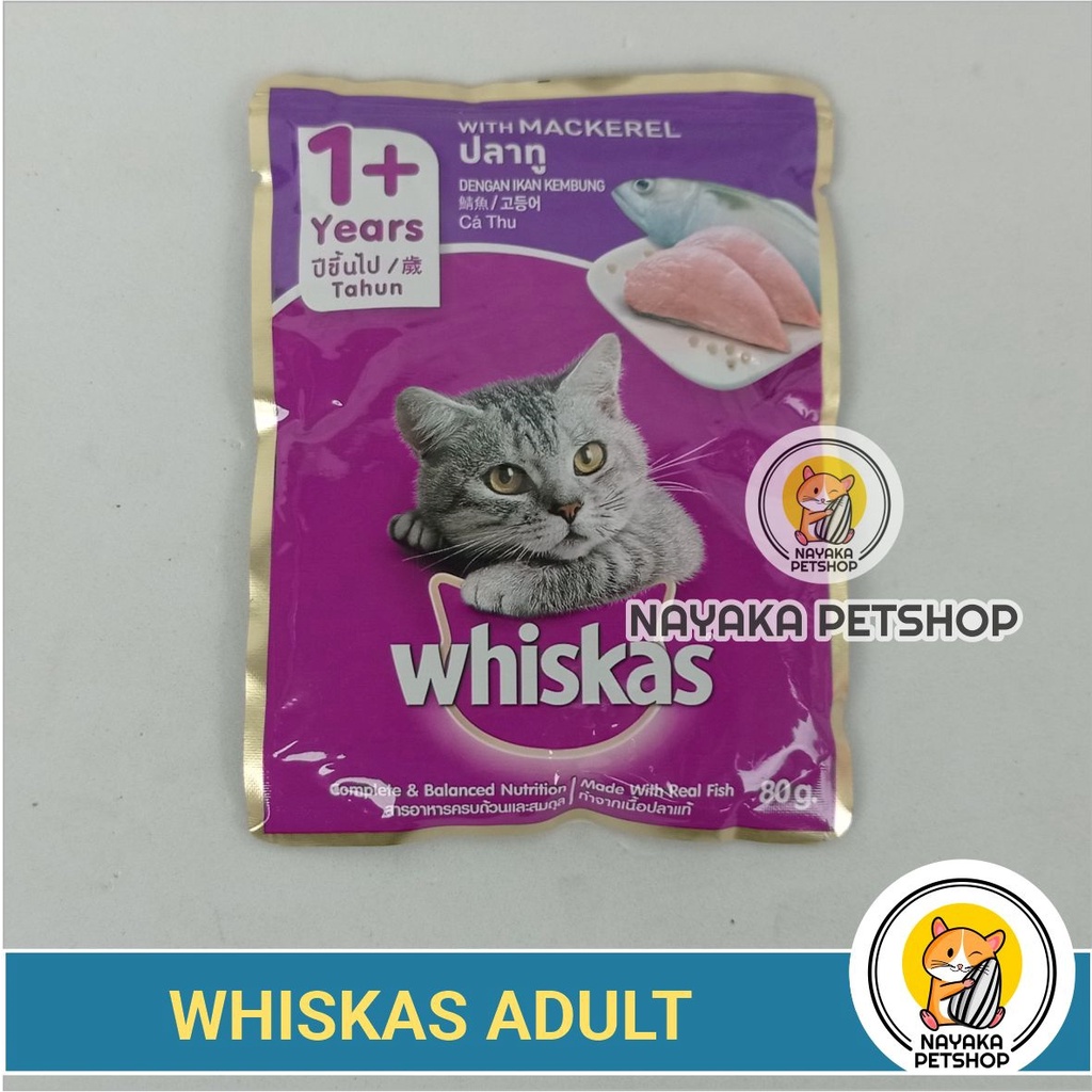 Whiskas 80 gr Makanan Kucing Basah Dewasa Wet Food Adult Pouch