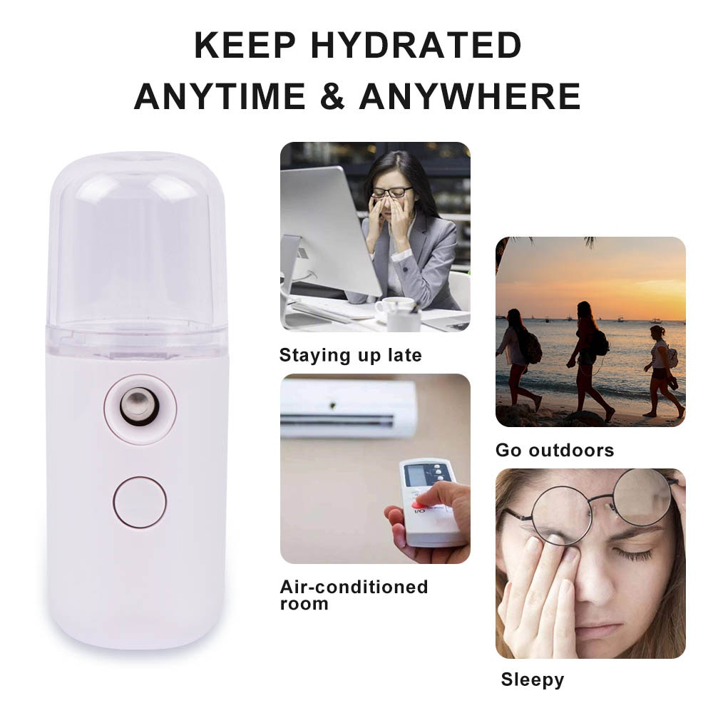 SaLorie Facial Steamer Mini Nano Mist Sprayer Face Steamer Humidifier Anti Wrinkle USB Nebulizer Hydrating Sprayer Beauty Skin Care D-00005