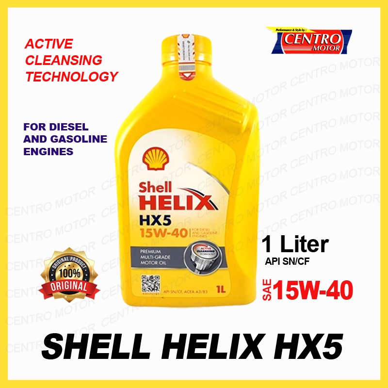 SHELL HELIX HX5 1 LITER SAE 15W-40. OLI MESIN MOBIL DIESEL DAN BENSIN