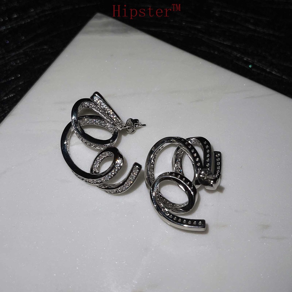 Trendy Same Style Hot Sale Micro Personality Ins Style Full Diamond Winding Ear Studs