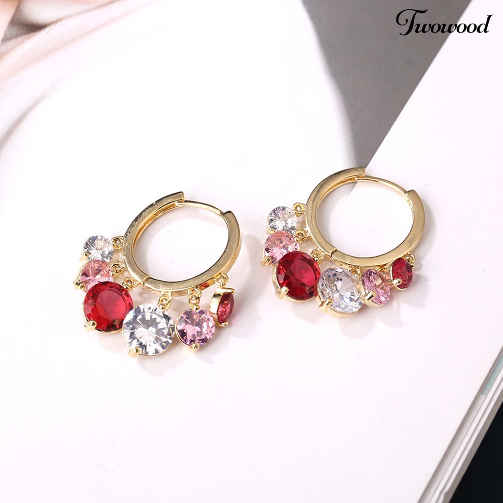 1 Pasang Anting Hoop Bahan Alloy Tahan Korosi Untuk Wanita