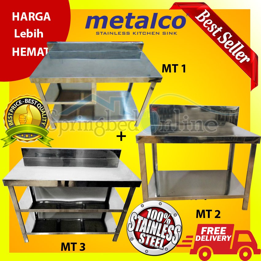 Paket Meja Dapur Metalco MT 01 &amp; Meja Kompor MT 02 &amp; MT 03