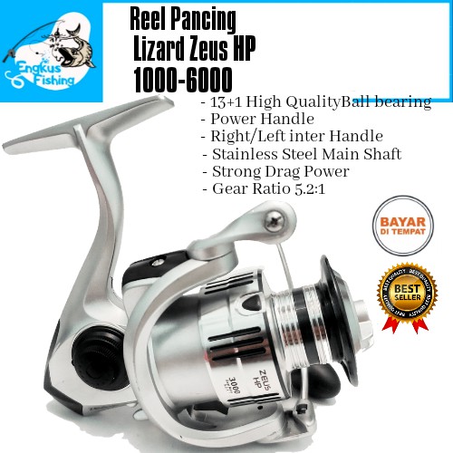 Reel Pancing Lizard Zeus Hp 1000 - 6000 (13+1 Bearing) Power Handle - Engkus Fishing