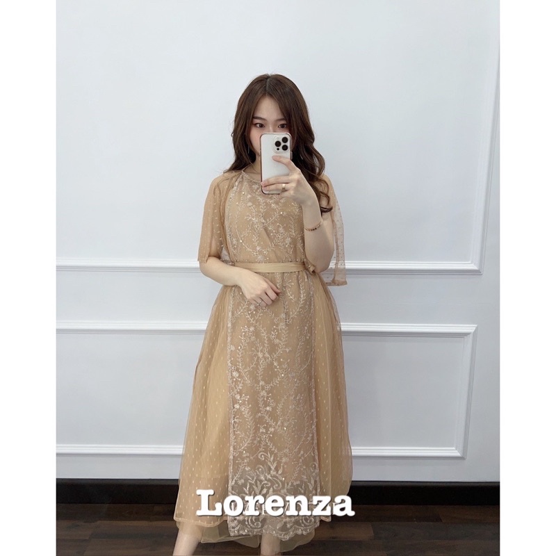 3 UKURAN DRESS LORENZA FASHION PAKAIAN WANITA GAUN DRESS 2IN1 INNER DAN OUTER / ELOISE SET DRESS  NATALAN / ELOISE