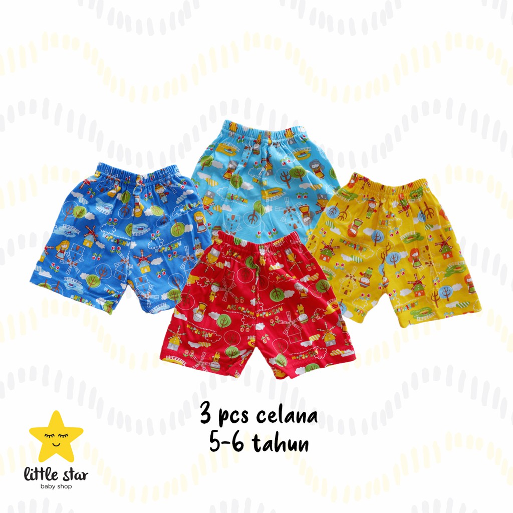 ISI 3 PCS - Y Lin Celana Pendek Anak Unisex | Celana Rumah Anak Cewek Cowok