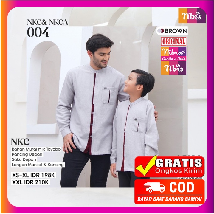 Nibras Couple Ayah dan Anak Laki Laki Cople Baju Koko Nibras Lengan Panjang Dewasa Cowok Promo NKC 0