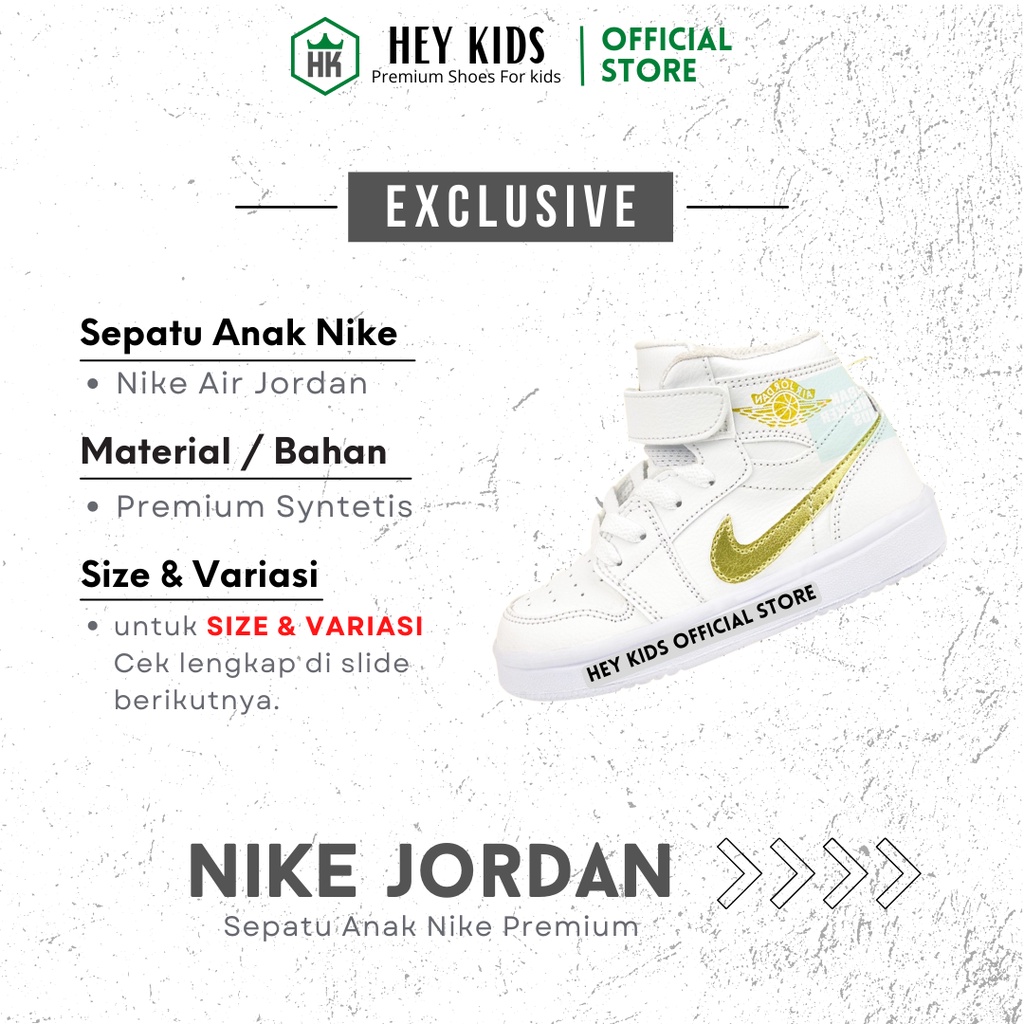 Sepatu Anak Laki Laki Perempuan Jordan Original Sneakers Sekolah SD Hitam Putih Premium Quality Snek