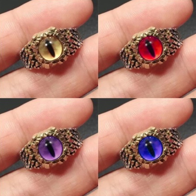 Cincin Gotik Untuk Wanita Bentuk Mata Vampir Model Besar Gaya Retro-Won