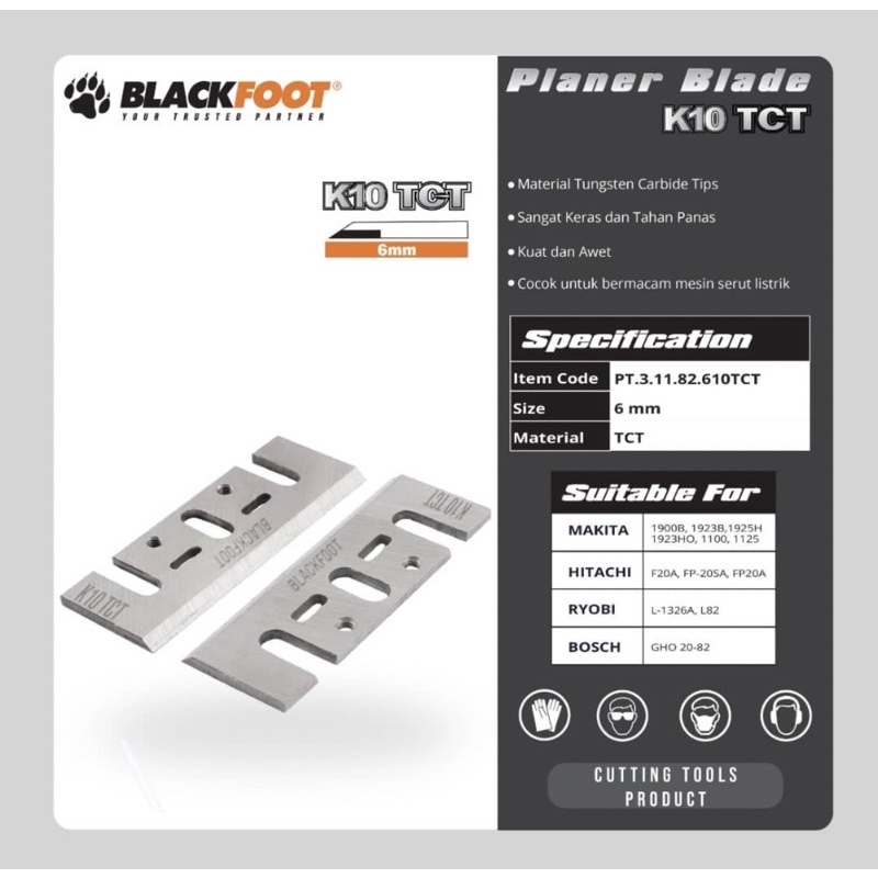 mata pisau planer k10 blackfoot / mata pisau planer 6mm tct / mata pisau mesin serut / pisau planner 6mm tct blackfoot / mata pisau ketam tct / pisau planer blackfoot / mata pisau planer k10 blackfoot