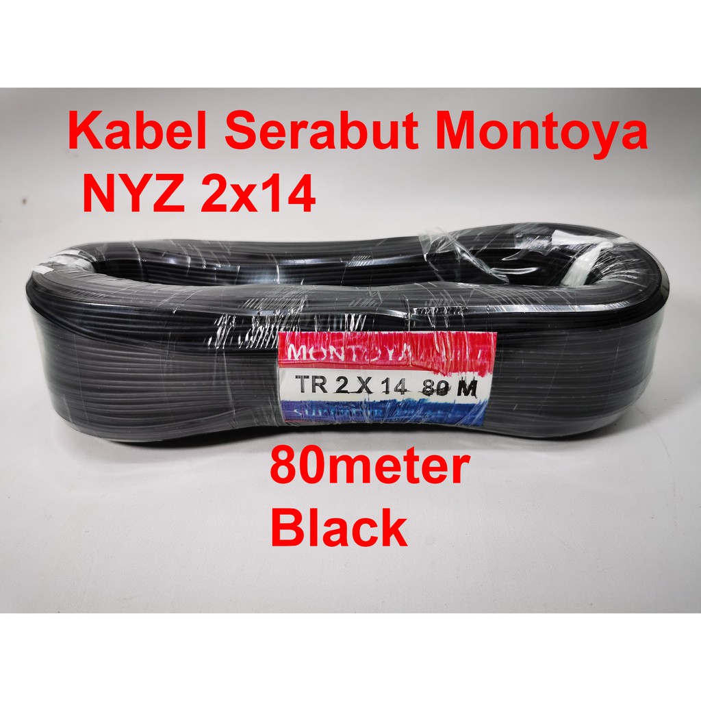 Kabel Serabut Montoya NYZ 2x14 HITAM ( Diameter 2 mm, 80 Meter )