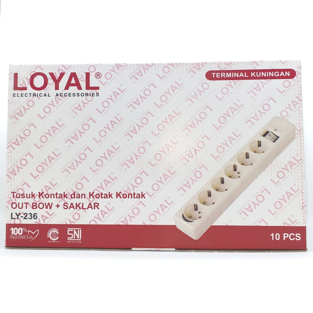 @10 Pcs (1 Kotak) LY-236 6L Loyal Stop Kontak Arde 6 Lubang Saklar Lampu Premium (Tanpa Kabel)