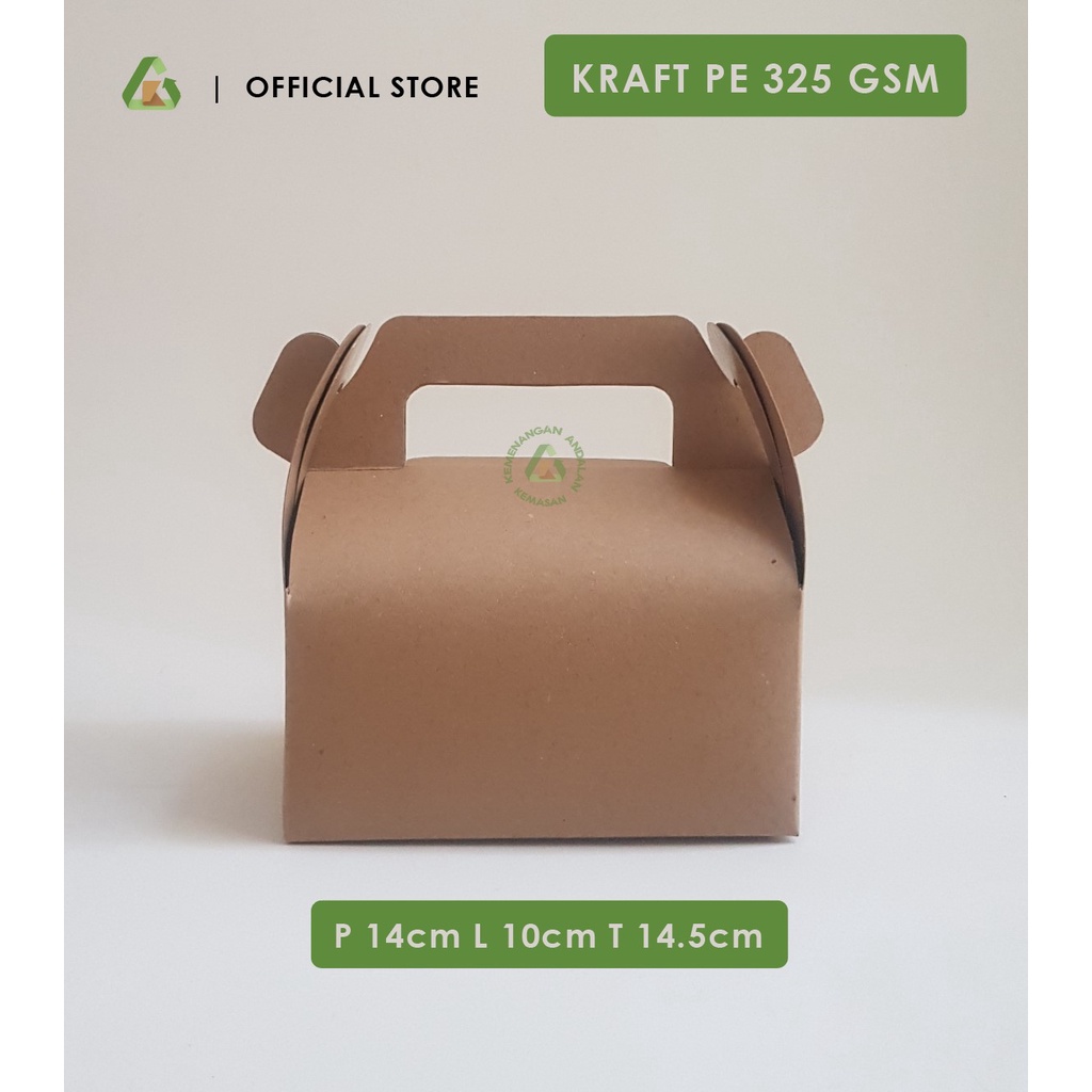 

Gable box kraft / Box snack / Kotak kue coklat P14 L10 T 14.5 - MINI (WAJIB MEMBELI EXTRA PACKING)