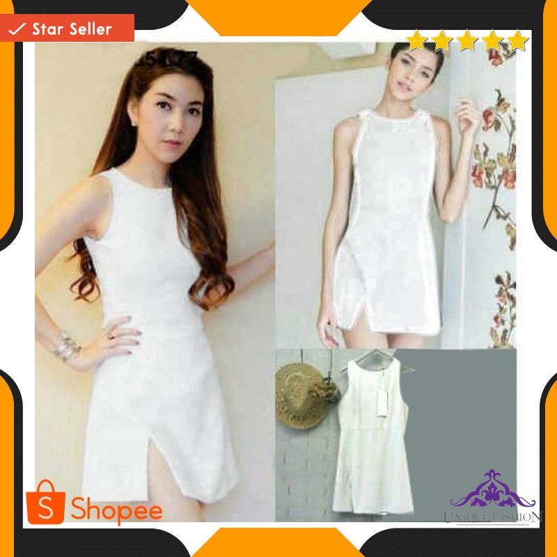 Dress Aura Bw Sw Pakaian Wanita Dress Scuba Putih