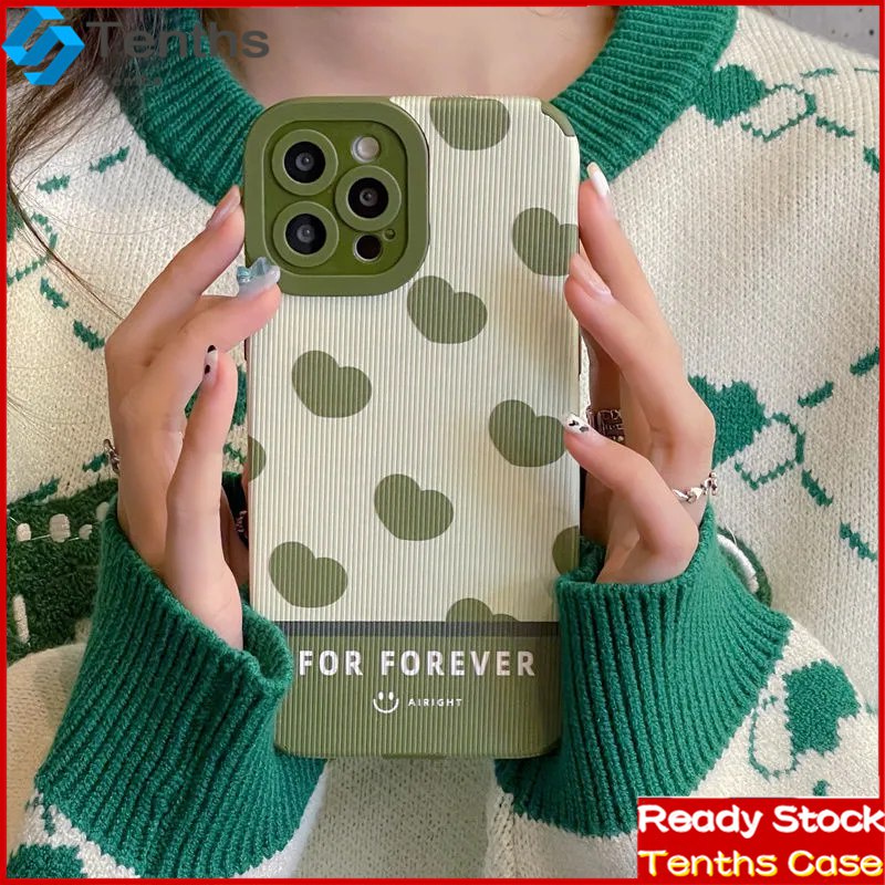 Oppo A57 A76 A96 A16 A16s A15 A15s A95 A74 A54 A55 A94 A53 A33 A32 A31 A5 A9 2020 Reno 7Z 6Z 5Z 5 6 A12 A3s A5s Motif Hati Hijau Casing Silikon