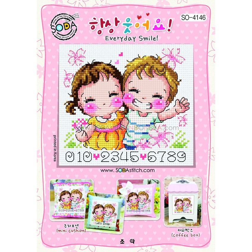 Paket DIY Craft Sulam Kristik Strimin Cross Stitch Sodastitch SO-4146 Everyday Smile Cherry Blossom