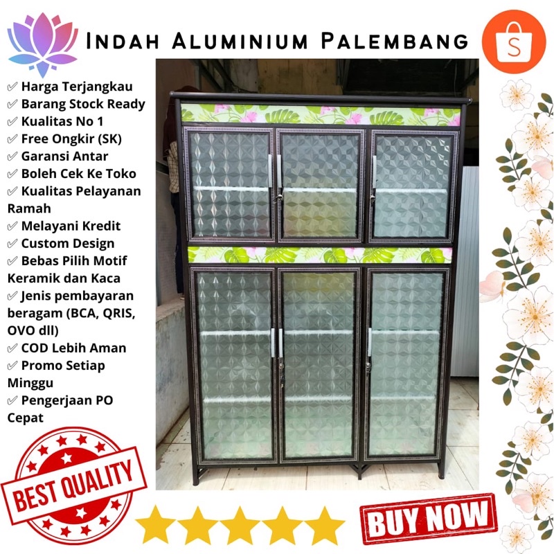 RAK PIRING 3 PINTU ALUMINIUM MINIMALIS MURAH PALEMBANG