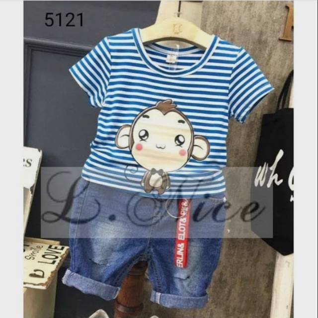 monkey blue tee+pants 5121