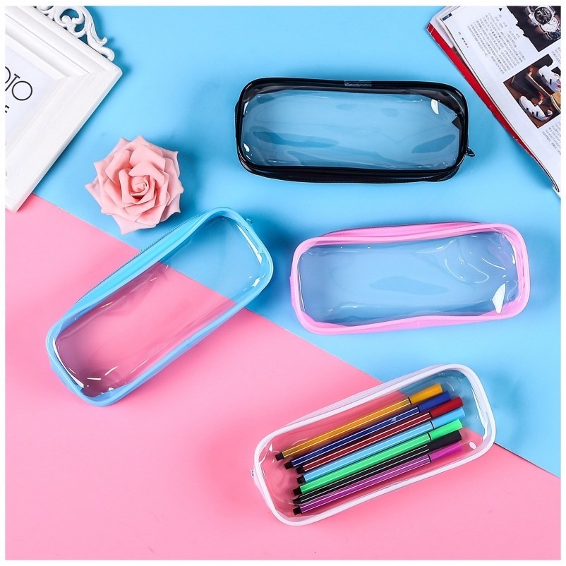 [1Pcs PVC  High Quality Multifunction Clear Storage Bag] [ Zipper Lock Large Capacity Pencil Case]