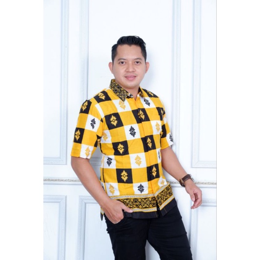Kemeja Batik Pria Lengan Panjang Pendek Atasan Baju Cowok Modern Kekinian Katun Halus Premium Lapisa