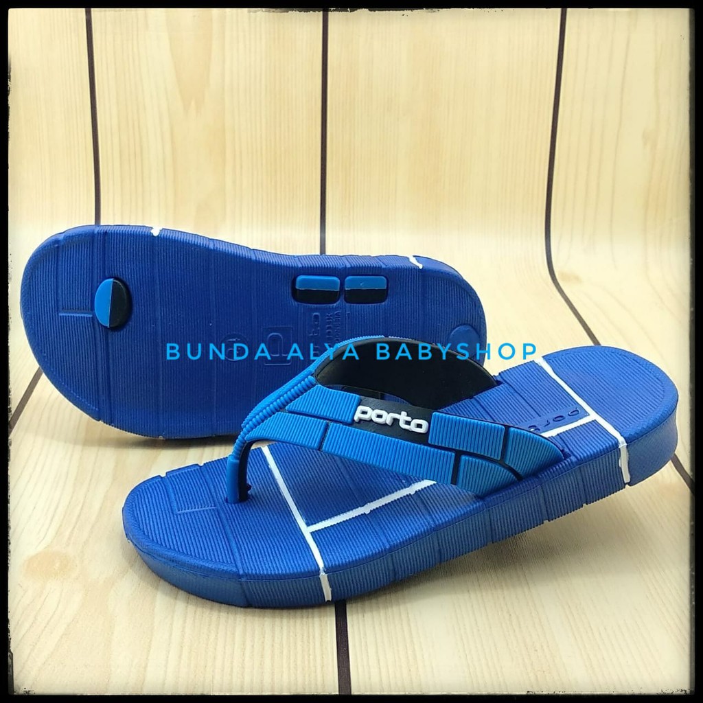 Sendal Anak Laki Laki Usia 4 5 6 Tahun Karet BIRU - Sandal Jepit Anak Cowok Anti Slip PORTO Size 25 - 34