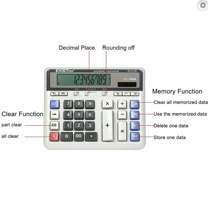 

G^M Large Computer Electronic Calculator Counter Solar & Battery