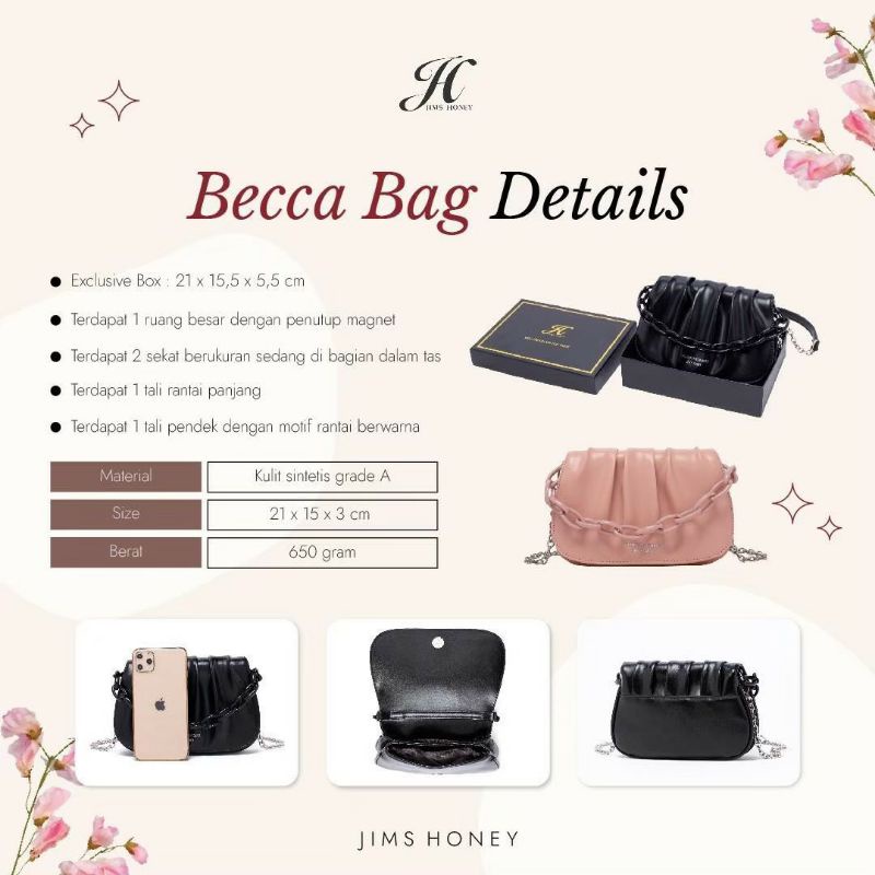 Becca Bag Jims Honey Original Tas Selempang Wanita Promo murah realpic cod free box