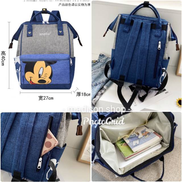 Tas Ransel Anello Mickey Disney Backpack Anello Jepang Tas Sekolah Anak Murah Annelo Backpack Murah