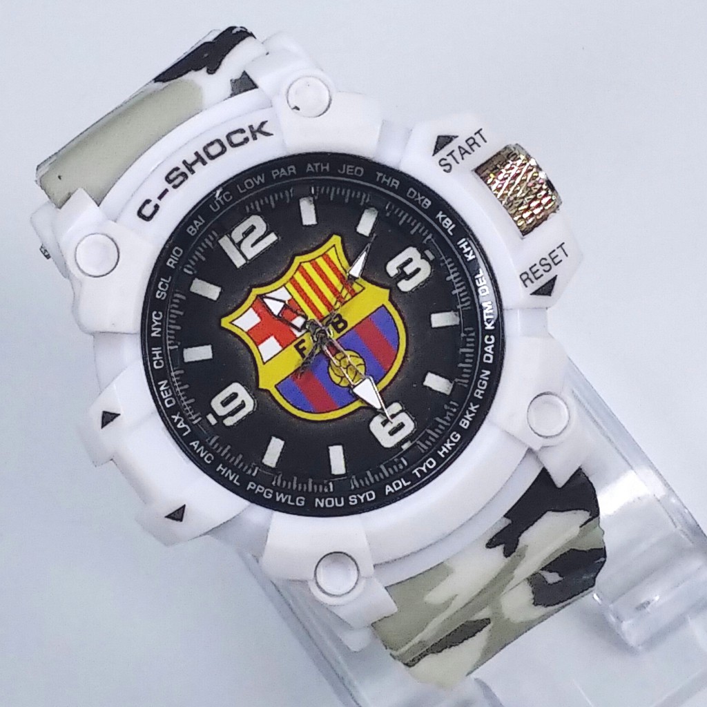 [LIMITED EDITION] JAM TANGAN BARCELONA STRAP PUTIH ARMY