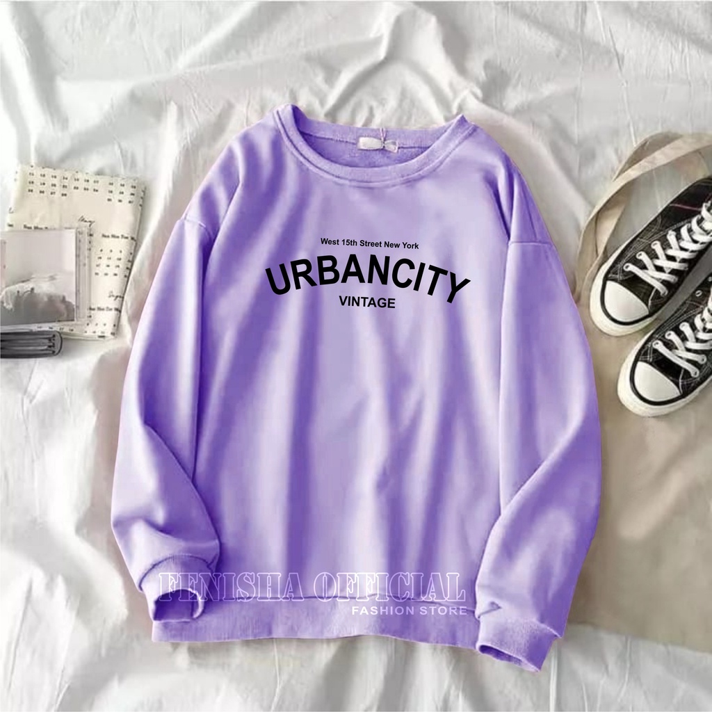 FenishaStore URBAN CITY Vintage sweater crewneck Wanita Size M,L,XL,XXL Bisa Bayar Ditempat COD