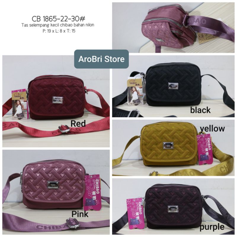 Tas selempang merk chibao CB1865 - 22-30 bahan nilon tebal bordir hati