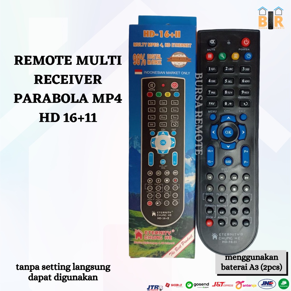 Remot / REMOTE MULTI RECEIVER/PARABOLA MP4 HD 16+II / ecer dan grosir