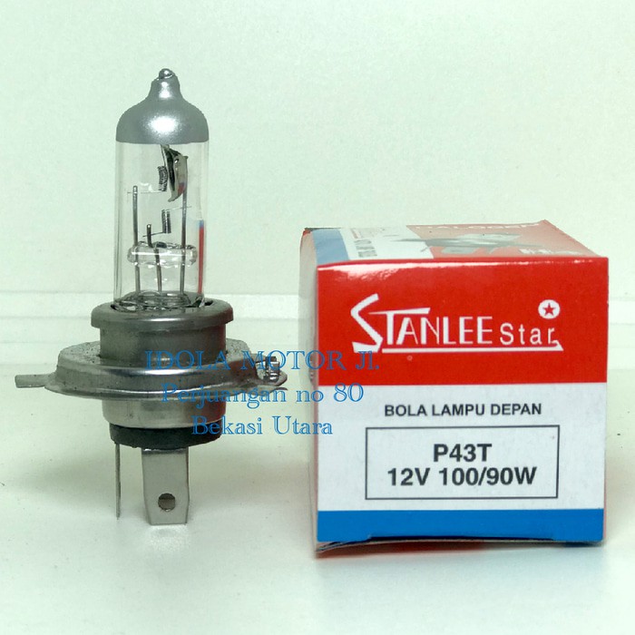 Bohlam lampu depan utama halogen H4 12v 100/90w merk stanlee star