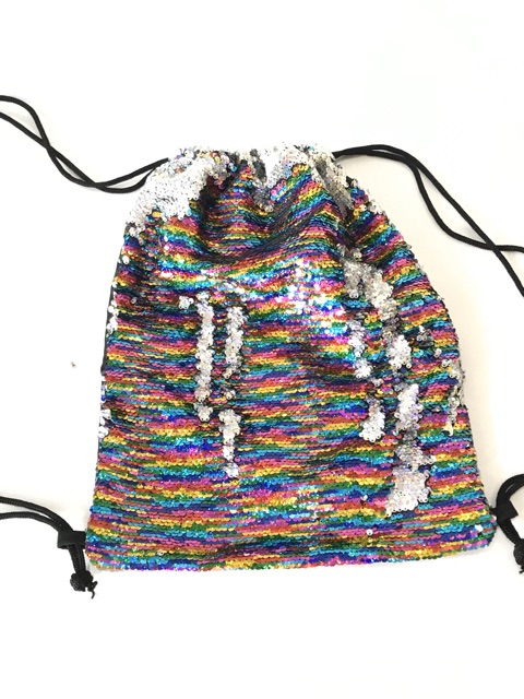 Promo tas ransel serut sequin / tas serut usap berubah rainbow / pelangi