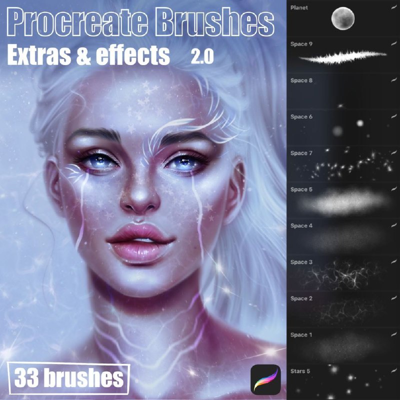 Procreate Brush - 130+ Brushes Tattoo, Wings &amp; Glitter Effects Brush Stamps