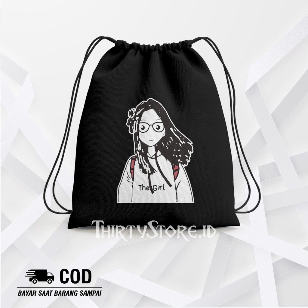 Tas Serut String Bag The Girl - Drawstring Bag Waterproof | Thirty Store.Id