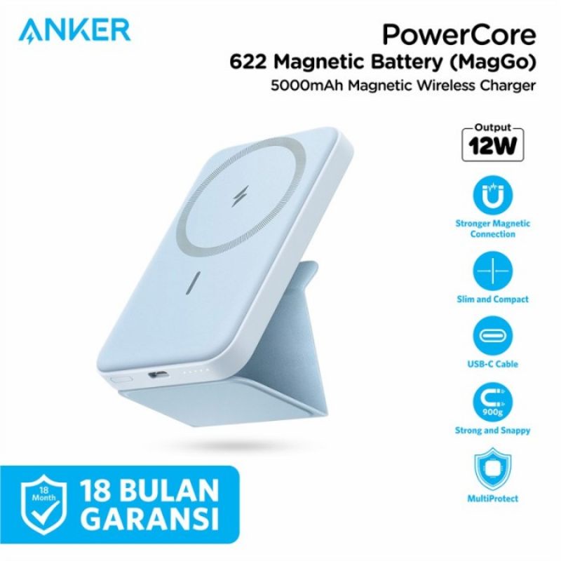 Wireless Powerbank Anker Powercore Magnetic 5K with Bracket A1611 Resmi Anker