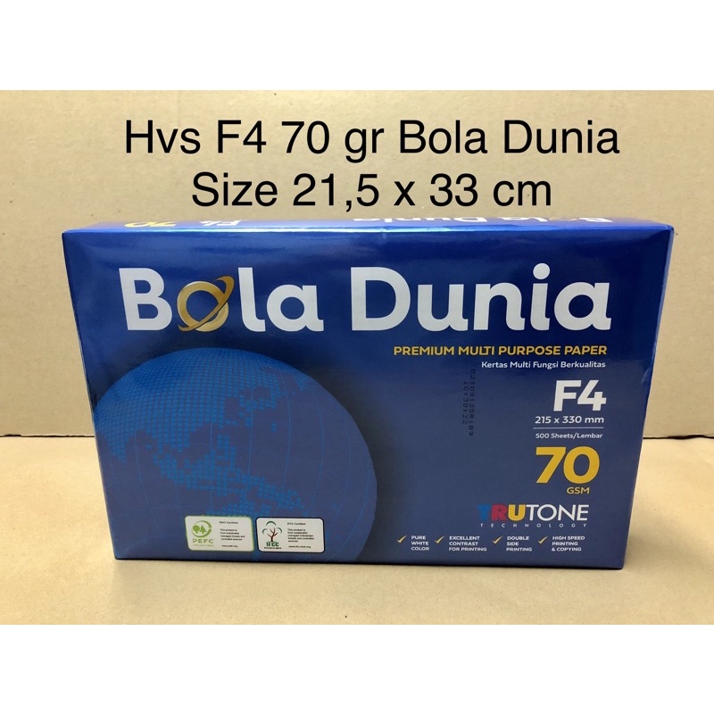 

Kertas Hvs putih F4 70 gr Bola Dunia